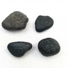 Ancient Lake Bed Natural Formed Black Pebbles Rocks Various Textures Lot of 4