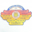1930-50's America On Wheels United Rink Operators Roller Skating Vintage Label