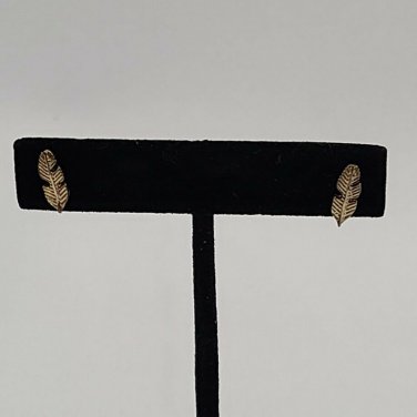 Feather Stud Gold Tone Earrings
