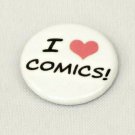 I Love Heart Comics 1" Pin Red Heart White Background