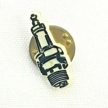 Vintage Spark Plug Pin Pinback Black White Plastic