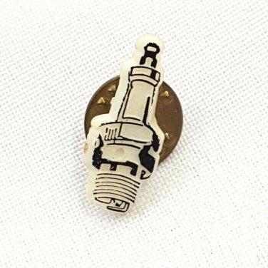 Vintage Plastic Spark Plug Pin Pinback Black White