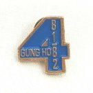 Vintage 1981 1982 Gung Ho Blue # Number 4 Lapel Pin Brooch