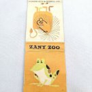 Vintage Diamond Match Zany Zoo Matchbook Cover Frog Lion Orange White