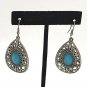 Boho Patina Finished Tear Drop Turquoise Color Design Drop Dangle Hook Earrings