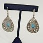 Boho Patina Finished Tear Drop Turquoise Color Design Drop Dangle Hook Earrings