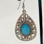 Boho Patina Finished Tear Drop Turquoise Color Design Drop Dangle Hook Earrings
