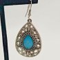 Boho Patina Finished Tear Drop Turquoise Color Design Drop Dangle Hook Earrings