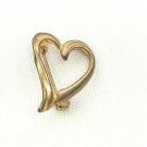 Vintage Stylized Gold Tone Heart Shaped Brooch Pin Valentine Love Sweetheart