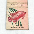 Vintage 1957 Matchbook Cover Ohio Blue Tip Ruby Jewel Fish Front Strike Pink