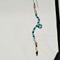Twisted Painted Feather Turquoise & Black Bead Drop Dangle Hook Earrings