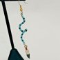 Twisted Painted Feather Turquoise & Black Bead Drop Dangle Hook Earrings