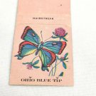 Vintage 1957 Pink Ohio Blue Tip Matchbook Cover Hairstreak Butterfly w/ Flower
