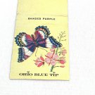 Vintage 1957 Ohio Blue Tip Matchbook Cover Banded Purple Butterfly w/ Flower