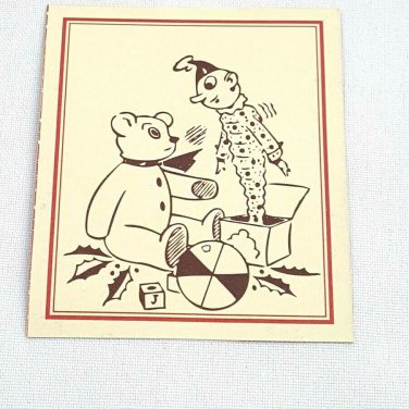 Christmas Note Card I've Been Good Toys Jack in the Box Teddy Bear Ball Santa