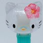 Hello Kitty Pez Dispenser Blue Turquoise Aqua Clear Head Pink Flower Sanrio
