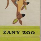 Vintage Diamond Match Zany Zoo Matchbook Cover Turtle Kangaroo Green White