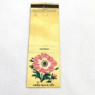 Vintage 1957 Matchbook Cover Ohio Blue Tip Matches Anemone Flowers Yellow
