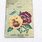 Vintage 1957 Matchbook Cover Ohio Blue Tip Pansy Pansies Flower Rare Green