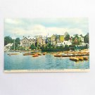 Vintage Unposted Postcard Bowness On Windermere Old England Hotel Boats Canoes