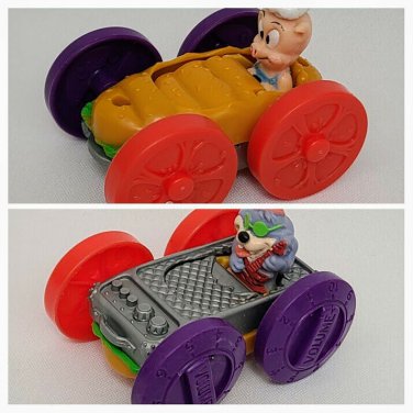 Vintage 1990 Tiny Toons Flip Car Hamton Dizzy Devil McDonalds Porky Pig Taz