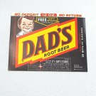 Vintage 60's 70's Dad's Root Beer Label 3.5" x 2 7/8"
