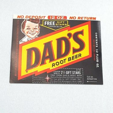 Vintage 60's 70's Dad's Root Beer Label 3.5" x 2 7/8"