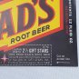 Vintage 60's 70's Dad's Root Beer Label 3.5" x 2 7/8"