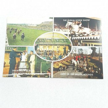 VTG Multi View Postcard Irish Sweeps Drum Drawing A Horse Hospitals Sweepstakes