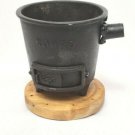 Vintage Konro Cast Iron Hibachi Grill Round Wood Base Table Top Made In Japan