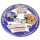 Button Pin NFL Super Bowl 24 XXIV 1990 San Francisco 49ers Vs Denver Broncos