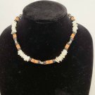 Vintage 17" Chipped Puka Sea Shell Bead Cork Necklace Surfer Choker