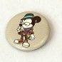 Disney Button Pin 1" Hipster Mickey Coffee Cell Phone Glasses Hat + Pinback