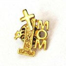 #1 Mom Religious Cross Lapel Pin Christian Jesus Christ Mother's Day Gift