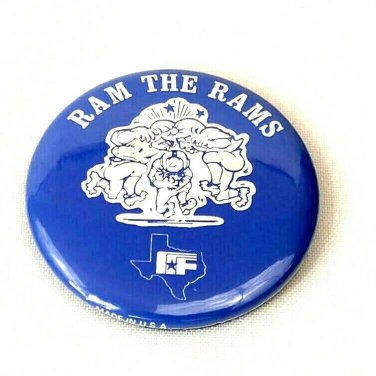 Vintage Button Pin Pinback Texas High School Football Ram The Rams