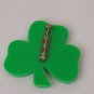Brooch Pin Shamrock St Patricks Day 3 Three Leaf Clover Plastic 1.75" Luck Lucky