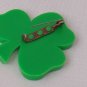 Brooch Pin Shamrock St Patricks Day 3 Three Leaf Clover Plastic 1.75" Luck Lucky