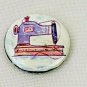 Vintage Button Pin Sewing Machine Pastel Americana Hand Drawn Pinback
