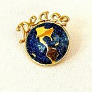 Vintage AVON Label Pin Peace On Earth World Peace  Glitter Blue Enamel Gold Tone