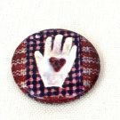Vintage Button Pin Heart Hand Pastel Americana Art Pinback