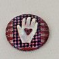 Vintage Button Pin Heart Hand Pastel Americana Art Pinback