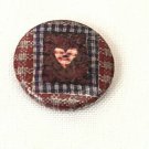 Vintage Button Pin Heart  Pastel Americana Art Pinback