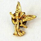 Vintage Angel Pin Brooch Pinback Christmas Guardian Gold tone
