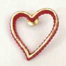 Vintage Red Plastic Open Heart With Gold Trim Lapel Pin Love Valentines Day