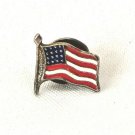 Waving American Flag Patriotic Lapel Pin Brooch Gold Tone Pinback