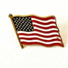 Waving American USA Flag Enamel Lapel Patriotic Pin Brooch Gold Tone Pinback 1"