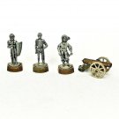 Pewter Lot of 4 Knights Cannon Metal Miniature Figures  1.75" Kinder Westair