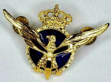 Vintage Pin Eagle Propeller Crown Brooch Badge Blue Gold Royal Air Force?