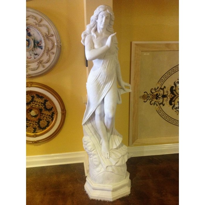 Hand Carved White Marble Lady Statue 72"