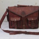 15" Men's Genuine Leather Messenger Laptop Bag Office School Books Bag #123